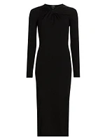 Knotted Neck Jersey Sheath Dress