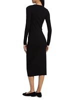 Knotted Neck Jersey Sheath Dress