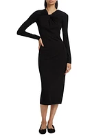 Knotted Neck Jersey Sheath Dress