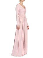 Twisted Long-Sleeve Maxi Dress