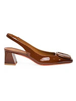 Soft Square 50MM Patent Leather Slingback Pumps