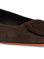 Buckled Suede Ballet Flats