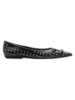 Kat Studded Leather Ballerina Flats