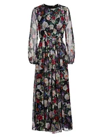 Paravincini Floral Silk Chiffon Maxi Dress