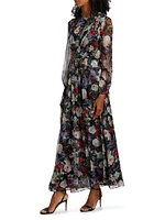 Paravincini Floral Silk Chiffon Maxi Dress