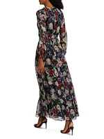 Paravincini Floral Silk Chiffon Maxi Dress