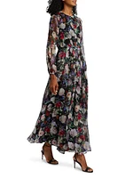 Paravincini Floral Silk Chiffon Maxi Dress