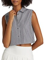 Striped Sleeveless Crop Shirt