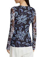 Joan Hibiscus Long-Sleeve Top