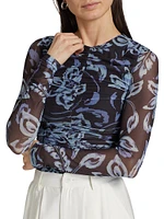 Joan Hibiscus Long-Sleeve Top