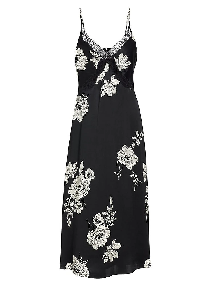 Marilyn Floral Silk Midi-Dress