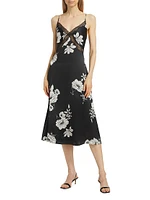 Marilyn Floral Silk Midi-Dress