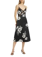 Marilyn Floral Silk Midi-Dress