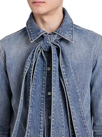 Bow Denim Button-Front Shirt