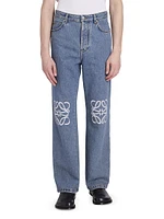 Anagram Logo-Embroidered Baggy Jeans