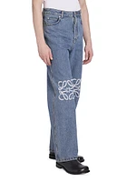 Anagram Logo-Embroidered Baggy Jeans