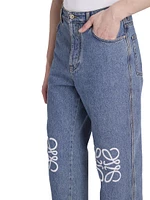 Anagram Logo-Embroidered Baggy Jeans