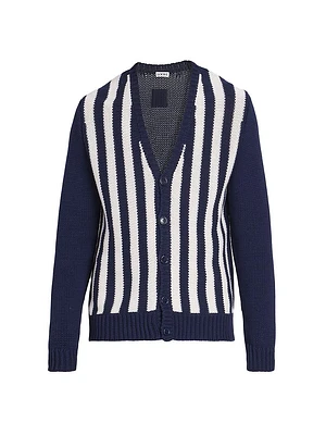 Striped Cotton-Blend Cardigan