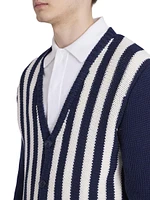 Striped Cotton-Blend Cardigan