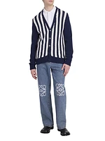 Striped Cotton-Blend Cardigan