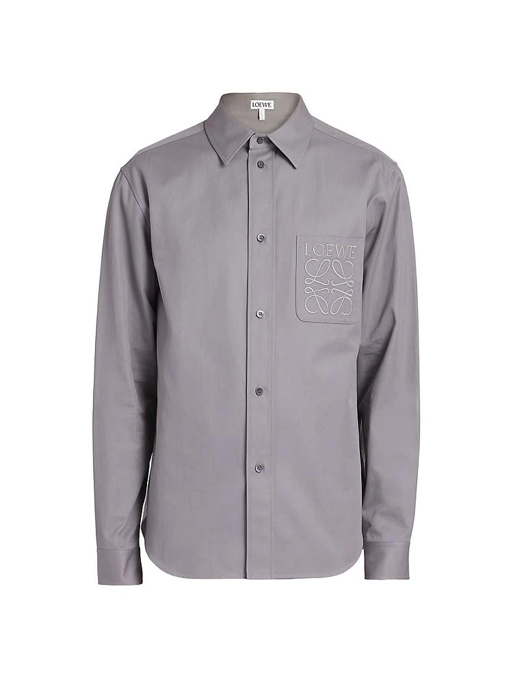 Cotton-Blend Button-Front Shirt