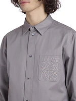 Cotton-Blend Button-Front Shirt