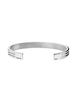 Unisex 30G Polished Sterling Silver Godron Ribbon Bracelet