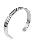 Unisex 30G Polished Sterling Silver Godron Ribbon Bracelet