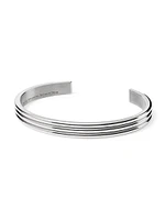 Unisex 30G Polished Sterling Silver Godron Ribbon Bracelet