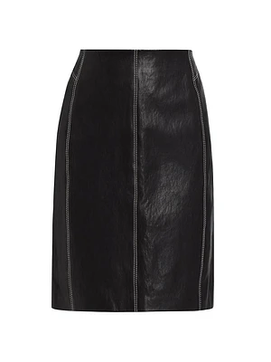 Seam Detail Leather Skirt