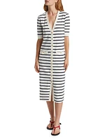 Henley Striped Cotton Midi-Dress