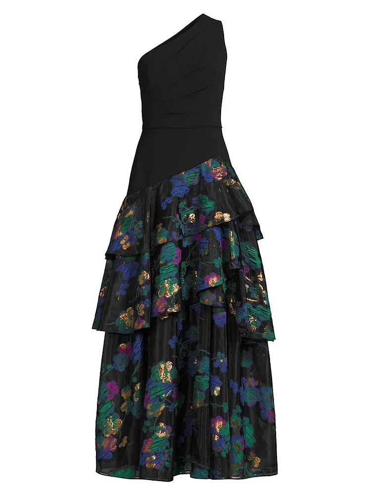 Floral One-Shoulder Gown