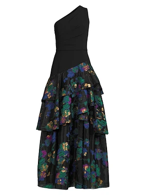 Floral One-Shoulder Gown