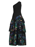 Floral One-Shoulder Gown