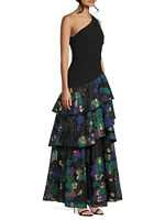 Floral One-Shoulder Gown