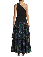 Floral One-Shoulder Gown