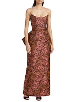 Jacquard Strapless Bow Gown