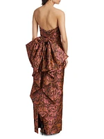 Jacquard Strapless Bow Gown