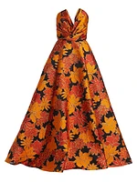 Floral Strapless A-Line Gown