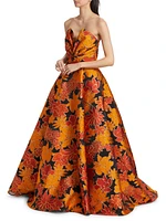 Floral Strapless A-Line Gown