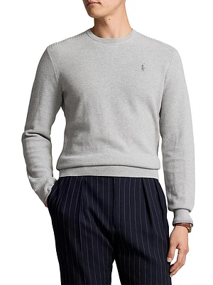 Cotton Paneled Crewneck Sweater