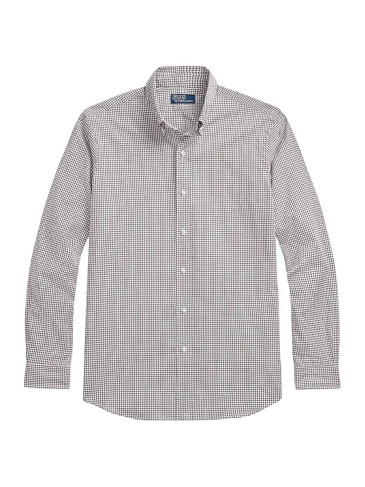 Micro Plaid Cotton Button-Down Shirt