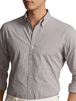 Micro Plaid Cotton Button-Down Shirt