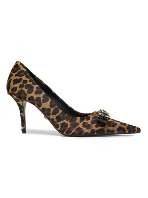 Gianni 100MM Leopard Calf Hair Pumps