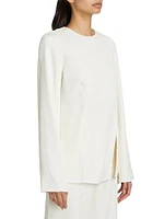 Split-Hem Long-Sleeve Blouse