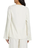 Split-Hem Long-Sleeve Blouse