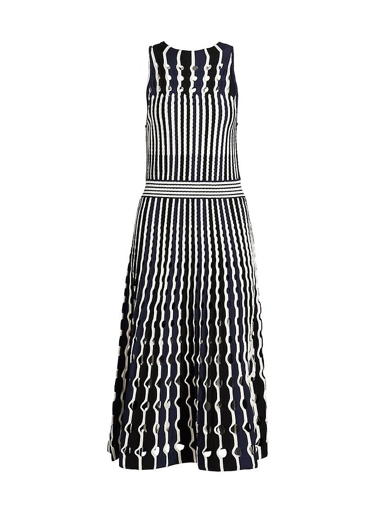 Nash Stripe Punchout Midi-Dress