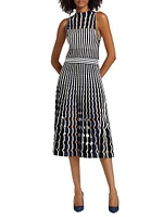 Nash Stripe Punchout Midi-Dress