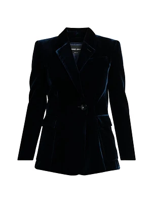 Velvet Silk-Blend One-Button Jacket