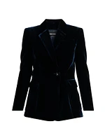 Velvet Silk-Blend One-Button Jacket